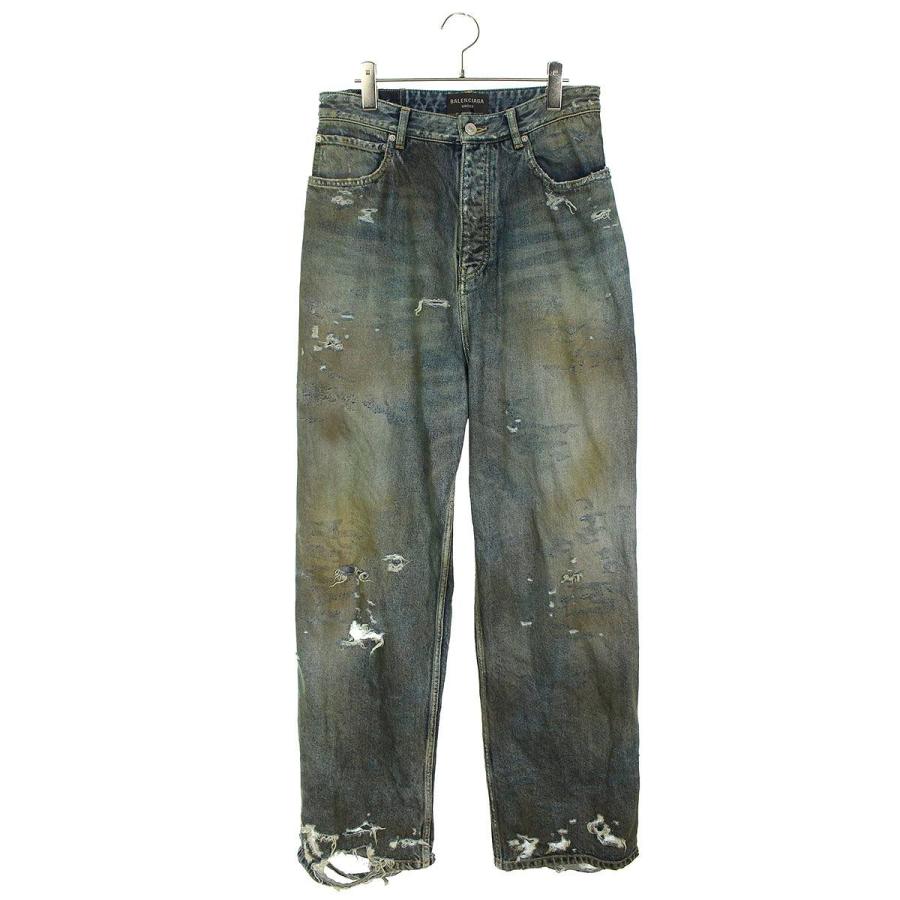 バレンシアガ デニムパンツ 745248 TNW01 サイズ:XS スーパーデストロイ加工ラージフィットバギーデニムパンツ 中古 BS55 BALENCIAGA（バレンシアガ） デニムパンツ 745248 TNW01 サイズ:XS