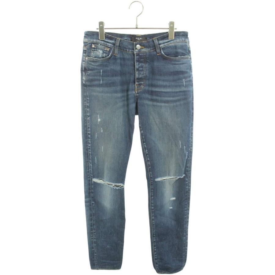アミリ サイズ:33インチ クラッシュ加工デニムパンツ 中古 OM10 AMIRI（アミリ） サイズ:33インチ クラッシュ加工デニムパンツ 中古