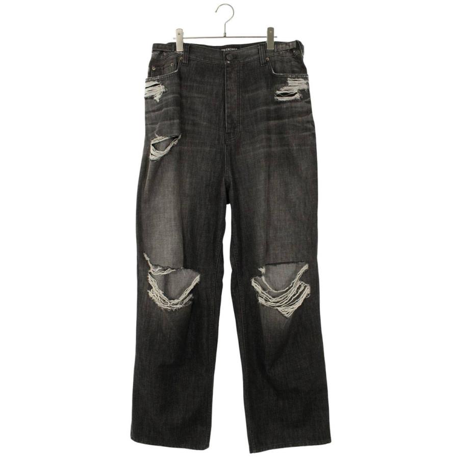 バレンシアガ サイズ:S  23AW  697833 TXE06 ダメージ加工デストロイバギーデニムパンツ 中古 OM10 BALENCIAGA（バレンシアガ） デニムパンツ サイズ:M 697833 TXE06