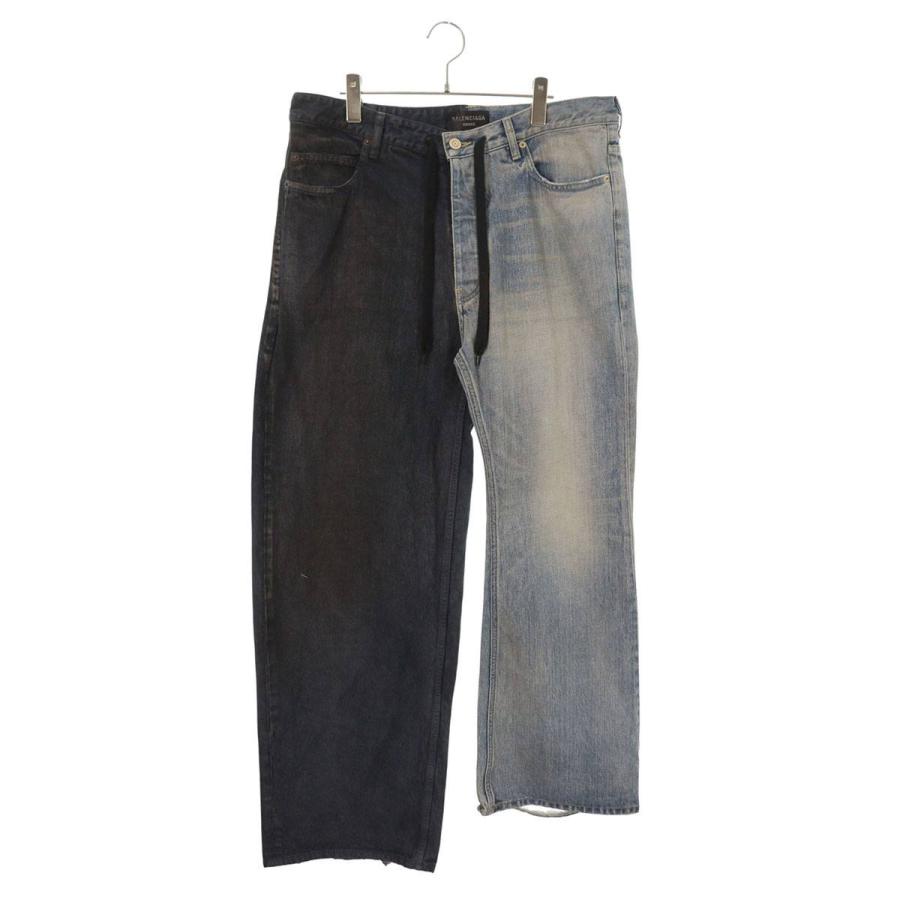 バレンシアガ サイズ:M  793766 TQW72 Fifty-Fifty 50 50 ダメージ加工 切替デニムパンツ 中古 BS99 BALENCIAGA（バレンシアガ） デニムパンツ サイズ:M 793766 TQW72