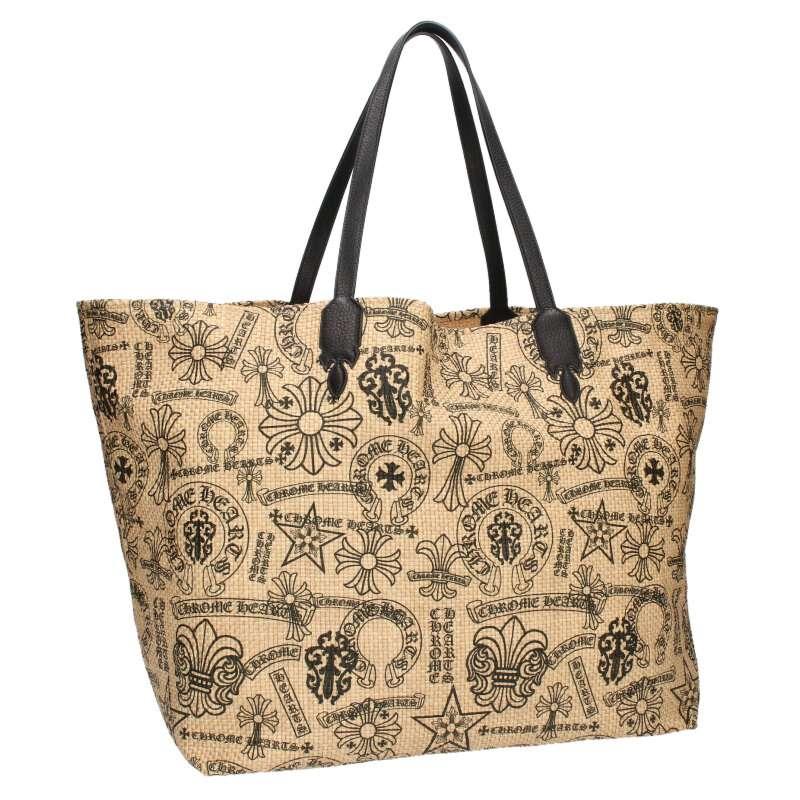 クロムハーツ サイズ:L  LARGE BEACHES BAG 総柄プリントビーチトートバッグ 中古 OK15 CHROME HEARTS（クロムハーツ） トートバッグ サイズ:L LARGE BEACHES