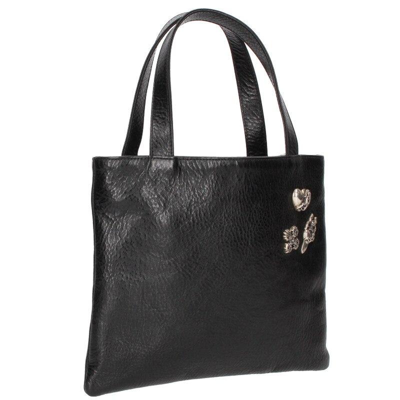 クロムハーツ   TOTE MINI トートミニ レザーハンドバッグ 中古 SJ02 CHROME HEARTS（クロムハーツ） チャーム付きレザーミニトートバッグ