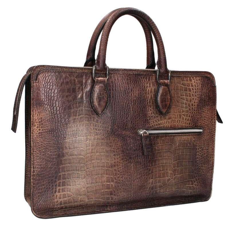 Berluti（ベルルッティ） アンジュール クロコ柄ハンドバッグ 中古