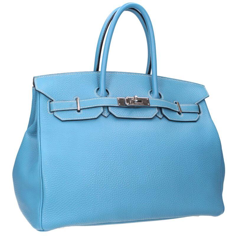 エルメス サイズ:35  バーキン35 □J刻印 SV金具トゴブルージーンハンドバッグ 中古 GZ14 HERMES（エルメス） ハンドバッグ バーキン35 □J刻印 SV金具トゴ
