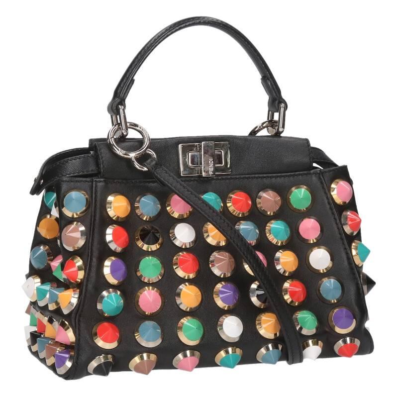 FENDI（フェンディ） ピーカブーミニマルチスタッズレザーハンドバッグ
