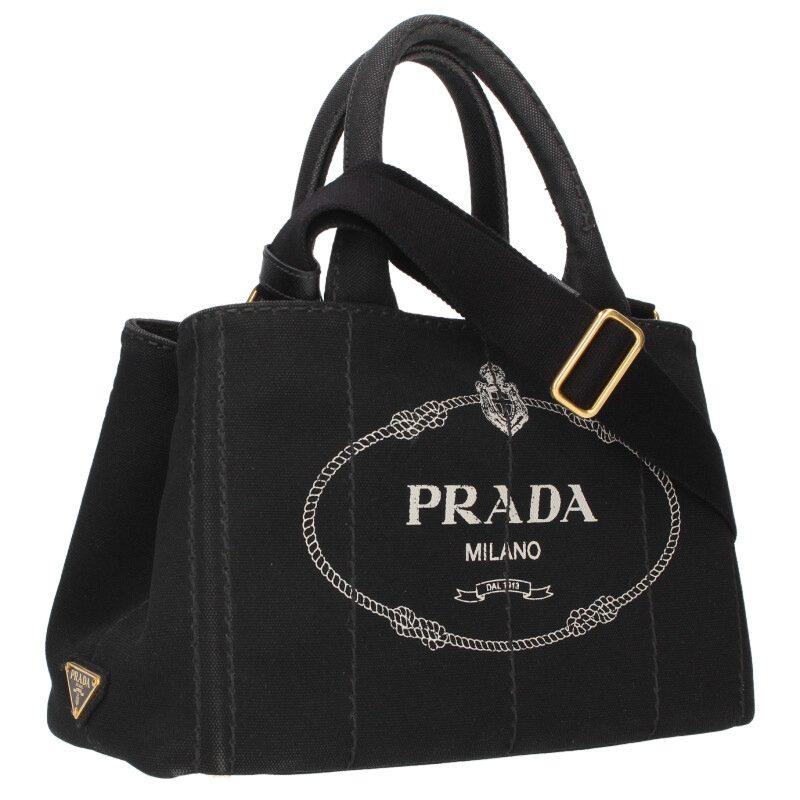 PRADA（プラダ） ハンドバッグ カナパ ロゴキャンバス2WAYハンドバッグ