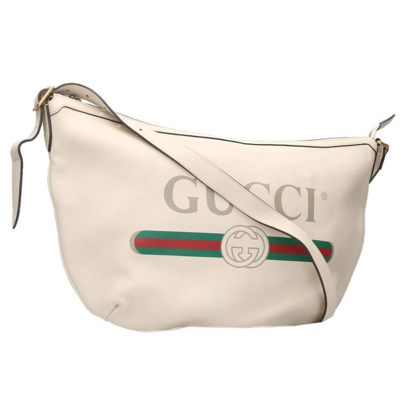 GUCCI（グッチ） 523588 ロゴプリントハーフムーンホーボーショルダー