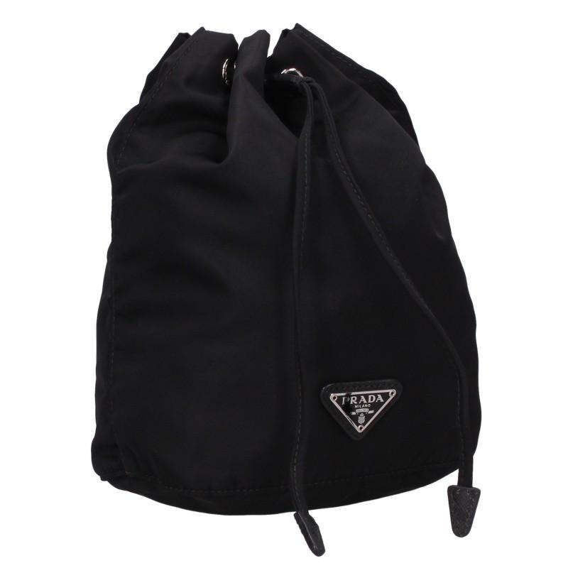 未使用保管品 PRADA プラダ ポーチ 巾着 トライアングルロゴ ナイロン 赤 PRADA（プラダ） トライアングルロゴプレート巾着ポーチ 中古 BS99