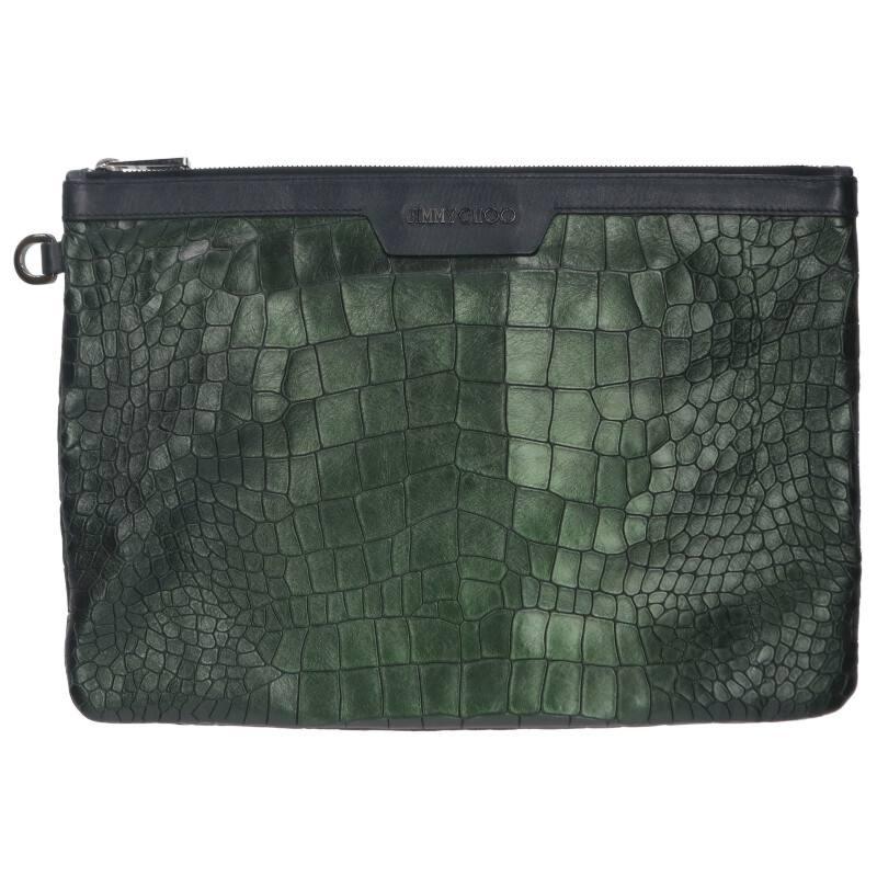 ジミーチュウ  クロコ型押しレザークラッチバッグ 中古 BS99 JIMMY CHOO（ジミーチュウ） クロコ型押しレザークラッチバッグ 中古