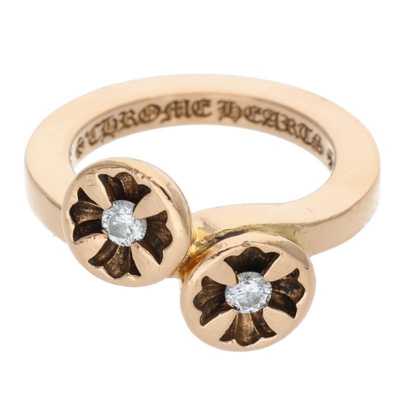 クロムハーツ  22K DBL NGTV CH PLUS DMND 2ポイントダイヤゴールドリング メンズ 5号 CHROME HEARTS（クロムハーツ） 5号 22K DBL NGTV CH PLUS DMND 2