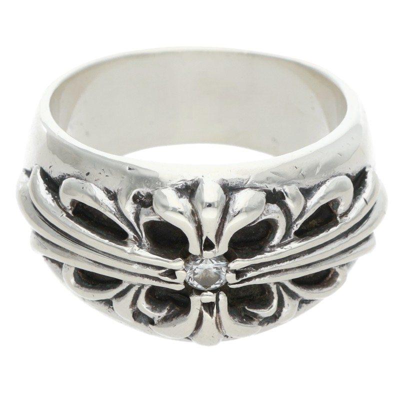 す*ら様 シルバーリング クロムハーツ オープンリング CHROME HEARTS（クロムハーツ） 20号 FLRL CRS 1DIA フローラルクロス