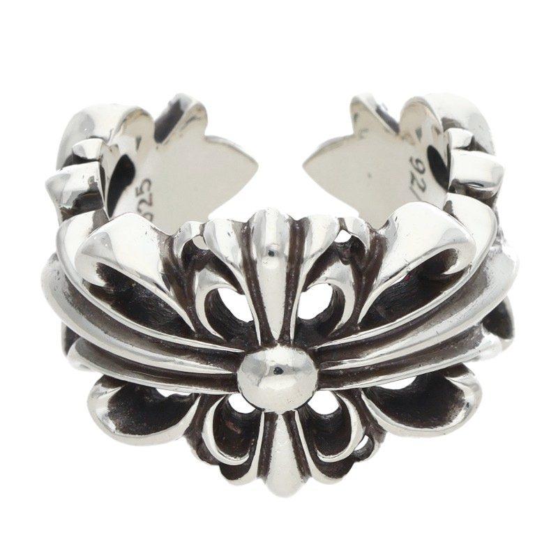 CHROME HEARTS シルバーリング CHROME HEARTS（クロムハーツ） リング 14号 DBL FLRL CRS ダブル