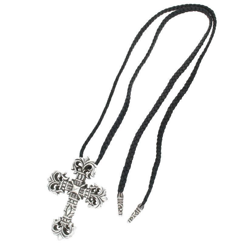 クロムハーツ Chrome Hearts FILIG/CROSS-SM LB/フィリグリークロスS wレザーブレイド/シルバーネックレス 中古 SS07｜rinkan｜02