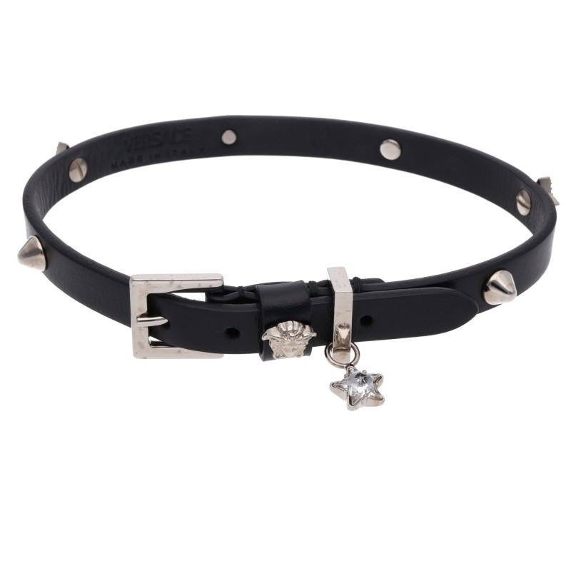 ヴェルサーチェ スタッズ装飾レザーチョーカーネックレス 中古 BS99