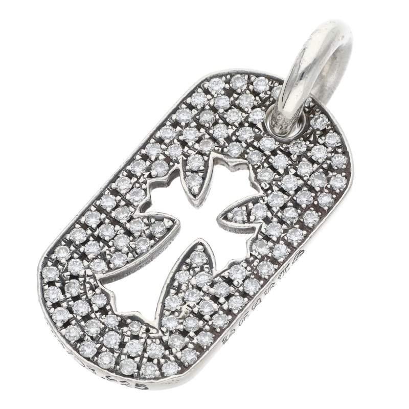 クロムハーツ  D/TAG SML CO CRS P/D/カットアウトクロスドッグタグ アフターPAVEダイヤ/スモールドッグタグネックレストップ メンズ CHROME HEARTS（クロムハーツ） D TAG SML CO CRS P D カットアウト