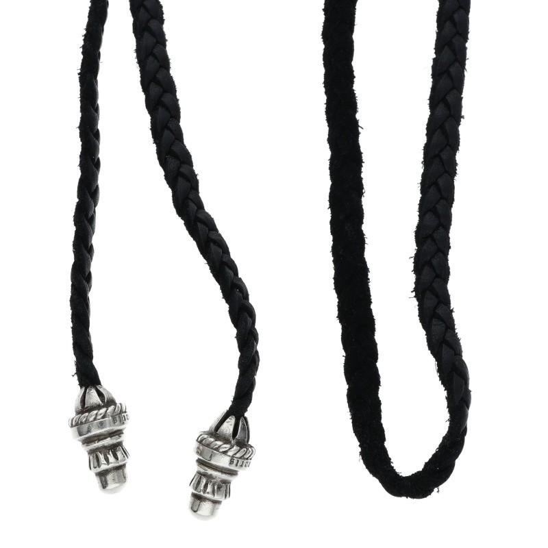 確実本物美品クロムハーツレザーブレードボロチップネックレス付属完備 CHROME HEARTS（クロムハーツ） ネックレス LEATHER BRAID ボロチップ