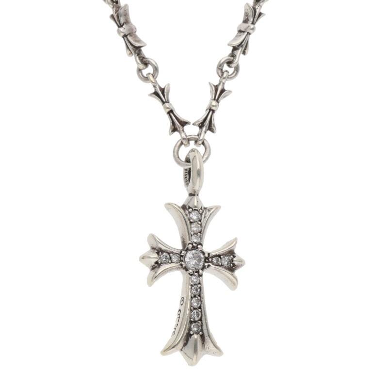 クロムハーツ  ファットクロス /W タイニーバーチェーン PAVEダイヤ/シルバーネックレス メンズ 20inch CHROME HEARTS（クロムハーツ） サイズ:20inch ファットクロス W
