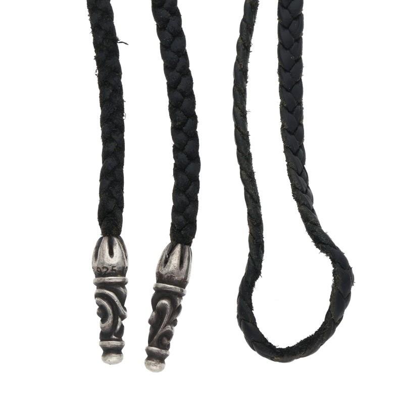クロムハーツ レザーブレード ネックレス 100.5㎝ スクロールチップ 925 CHROME HEARTS（クロムハーツ） LEATHER BRAID スクロールレザー