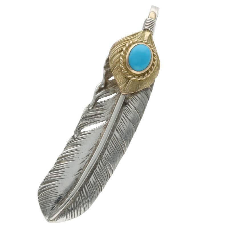 納得できる割引 ゴローズ ネックレストップ Sb01 中古 ネックレストップ サイズ 特大 右向き 上金金縄ターコイズ特大フェザー Goro S ゴローズ メンズアクセサリー Albinofoundation Org