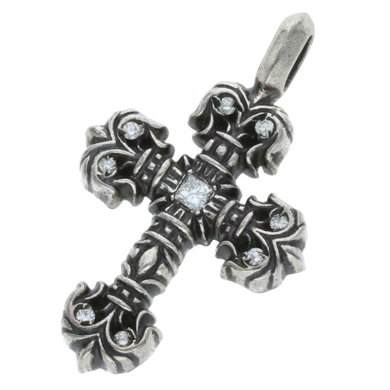 Chrom hearts タイニーフィリグリークロス シルバーネックレストップス CHROME HEARTS（クロムハーツ） CHARM FILIGREE TINY P DMND タイニー