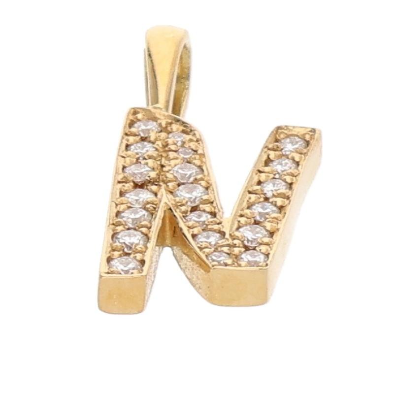 アイファニー アルファベットN K18YG ダイヤネックレストップ 中古 