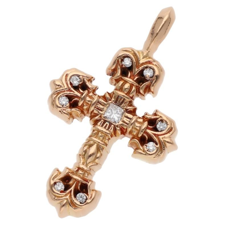 CHROME HEARTS クロムハーツ 22K CHARM FILIGREE TINY P/DMND/タイニーフィリグリー PAVEダイヤ/ゴールドネックレストップ CHROME HEARTS（クロムハーツ） 22K CHARM FILIGREE TINY P DMND