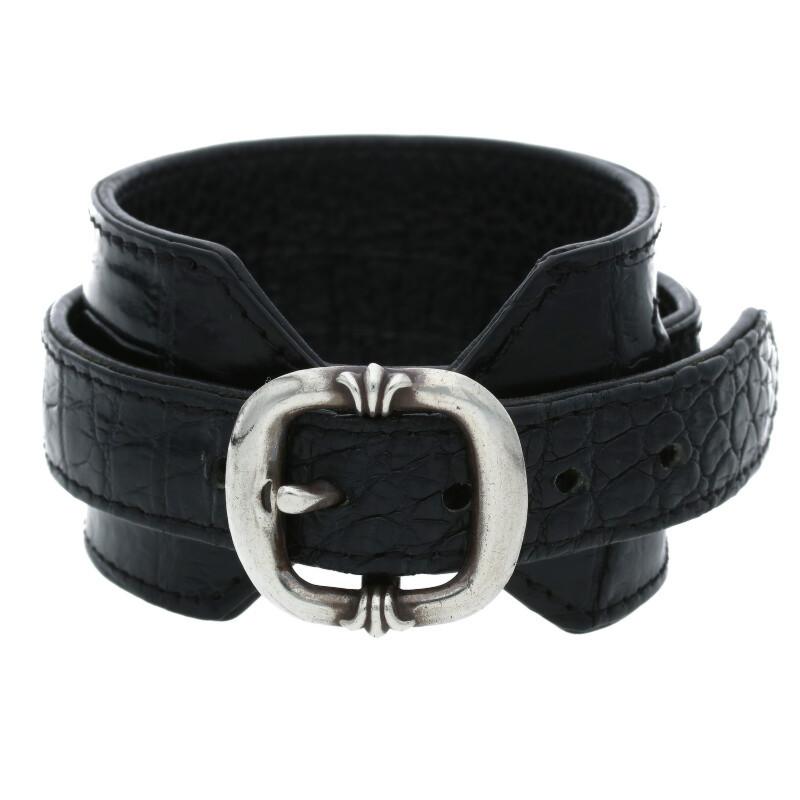 クロムハーツ  RR TINY BUCKLE ロックンロール アリゲーター アリゲーターレザーブレスレット メンズ 2 CHROME HEARTS（クロムハーツ） ブレスレット RR TINY BUCKLE ロック