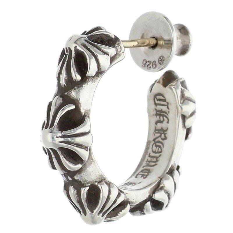 クロムハーツ HOOP CROSS SML/クロスバンドフープ シルバーピアス CHROME HEARTS（クロムハーツ） ピアス HOOP CROSS SML クロスバンド
