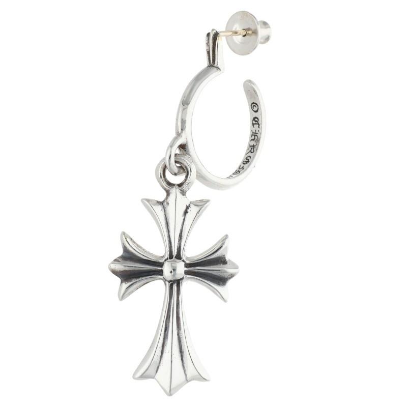 【クロムハーツ タイニーCHクロス フープピアス シルバー】 CHROME HEARTS（クロムハーツ） ピアス TINY CH CROSS タイニーCH