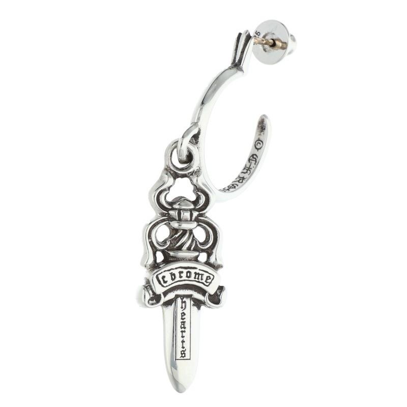 クロムハーツ #5 ダガー フープ ピアス シルバー 925 正規品　ペア買い可 CHROME HEARTS（クロムハーツ） ピアス No5 DAGGER #5 ダガーフープ