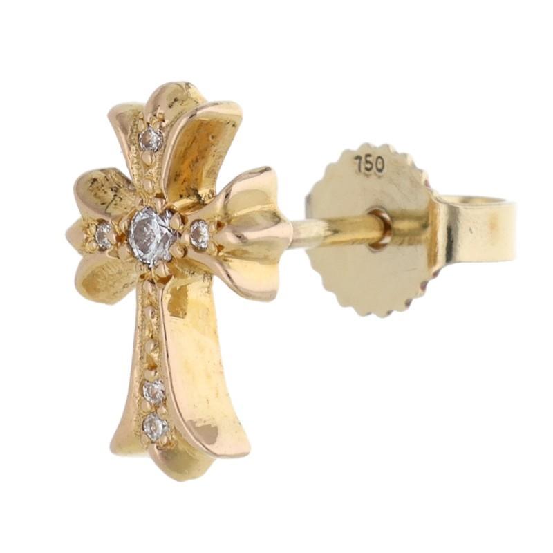 CHROME HEARTS クロムハーツ 22K CH CRS 2 FAT P/DIA/CH クロスファットスタッドピアス PAVEダイヤ/パヴェダイヤ ゴールド CHROME HEARTS（クロムハーツ） 22K CH CRS 2 FAT P DIA CHクロス