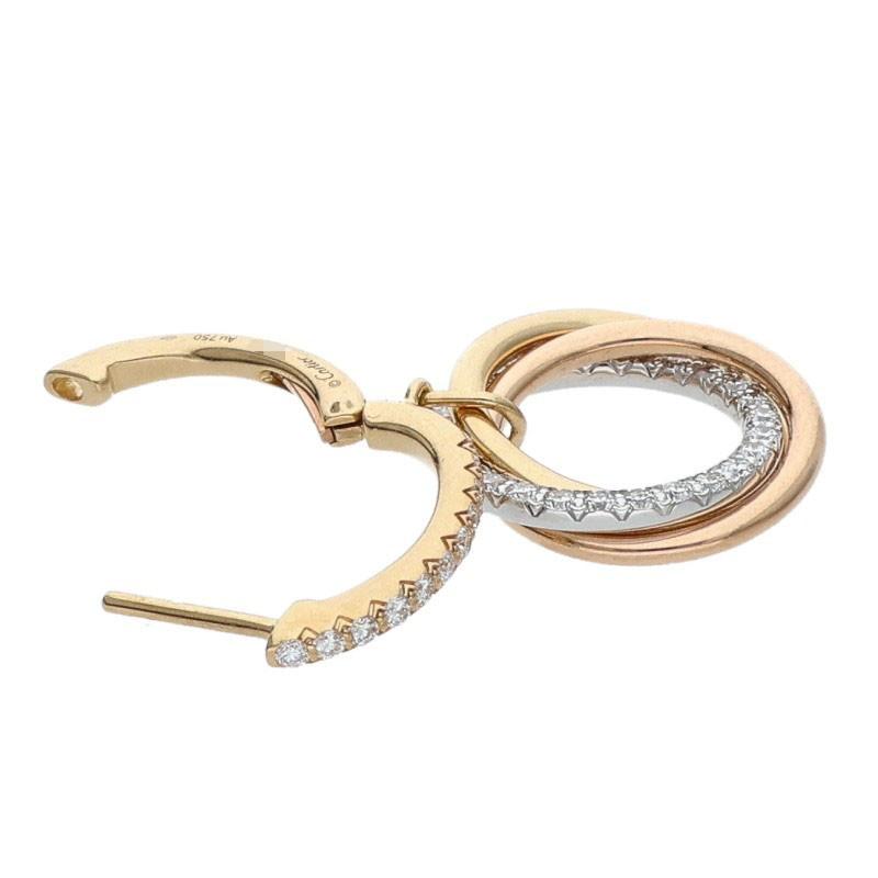K18 ピアス イルカ スリーカラー トリニティ レディース 中古 美品 Cartier（カルティエ） トリニティ K18スリーカラーゴールドセミPAVE