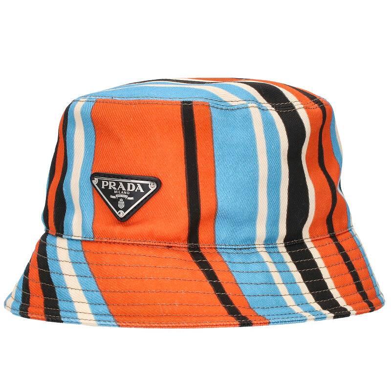 プラダ バケットハット 2HC137 サイズ:L 三角ロゴプレートコットン  