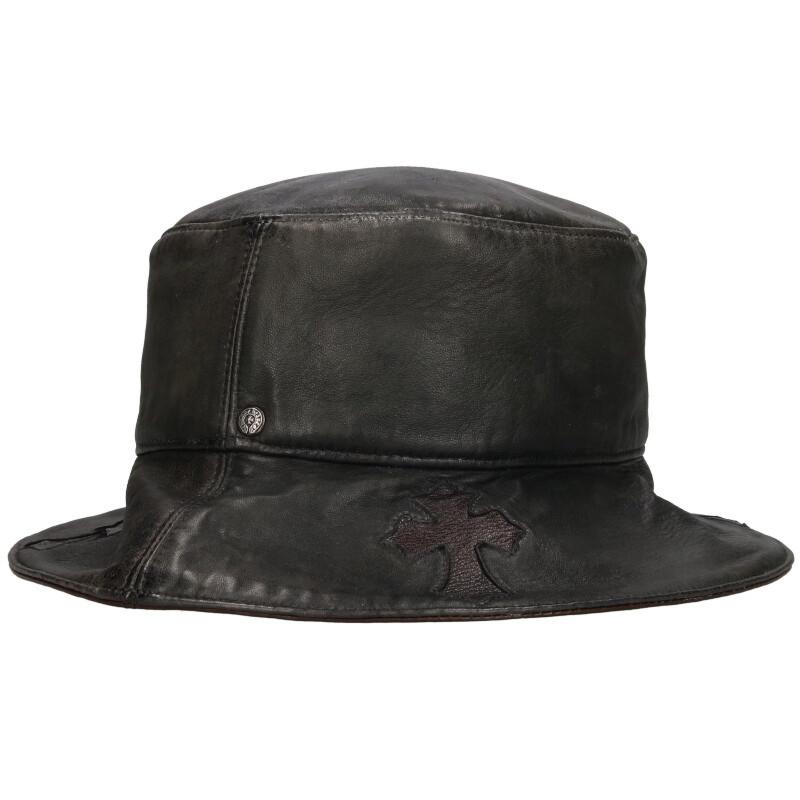 クロムハーツ   OLD BUCKET HAT クロスパッチリバーシブルオールドレザーバケットハット 中古 GZ11 CHROME HEARTS（クロムハーツ） 帽子 OLD BUCKET HAT クロスパッチ
