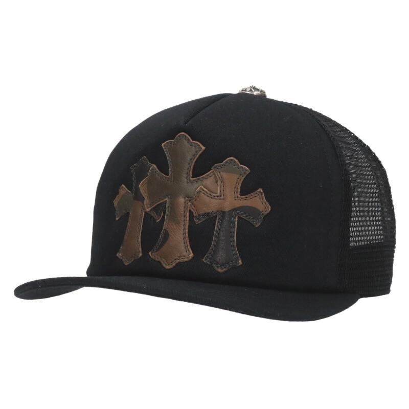 【鑑定済】クロムハーツ 3スター レザーパッチ トラッカーキャップ 帽子 鑑定済】クロムハーツ 3スター レザーパッチ トラッカーキャップ 帽子