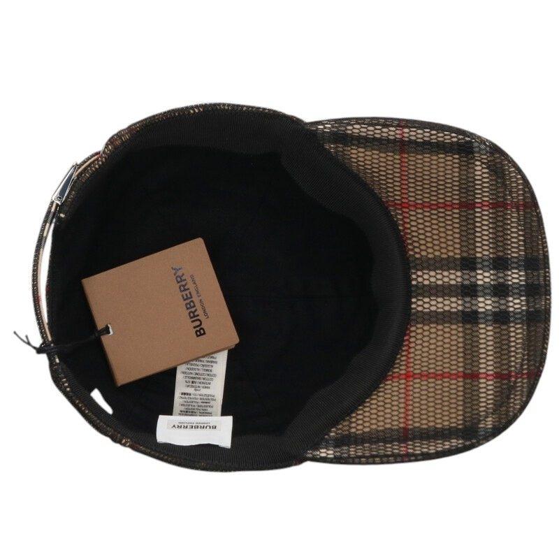 【極美品】バーバリー ベースボールキャップ 帽子 ノバチェック メッシュ 黒 BURBERRY（バーバリー） サイズ:M 8065590 ノヴァチェックメッシュ