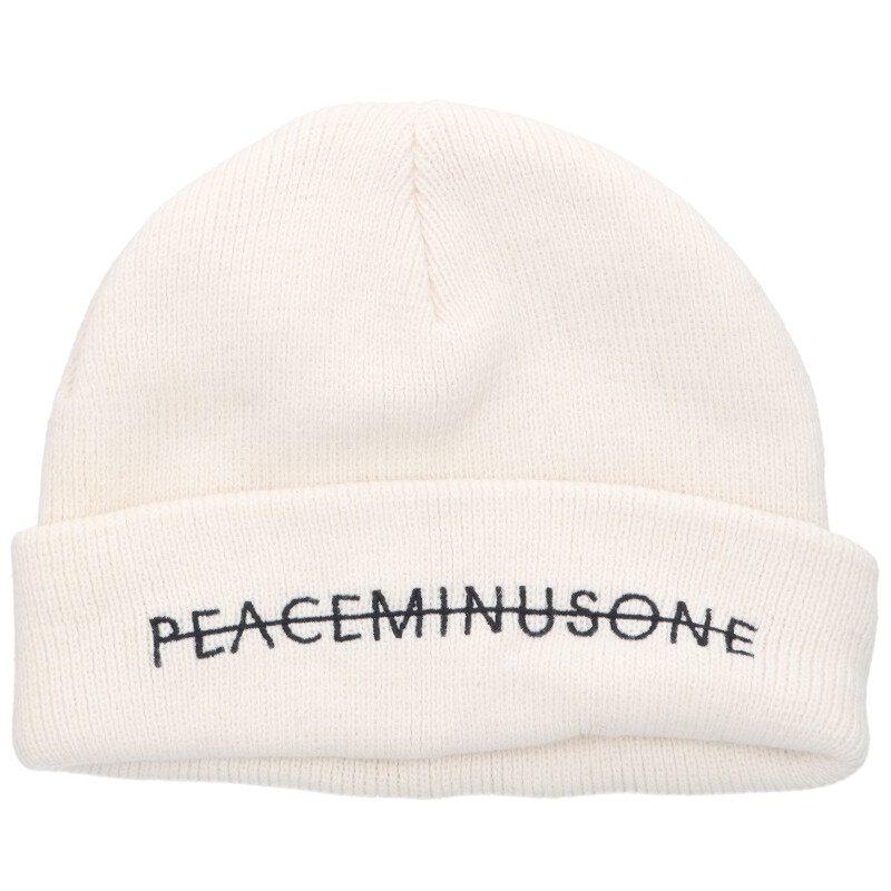 PEACEMINUSONE ピースマイナスワン ロゴ刺繍ビーニーニット帽 中古