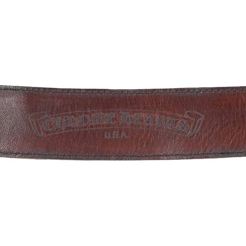 クロムハーツ Chrome Hearts 1.5 STRAP/1.5inchスクロールレーベルリベッツ サイズ:30 レザーベルト 中古