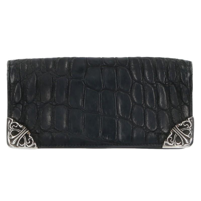クロムハーツ   LNG SNGL FLD TIPS ALG シングルフォールドアリゲーター アリゲーターレザーウォレット財布 中古 OS06 CHROME HEARTS（クロムハーツ） 財布 LNG SNGL FLD TIPS ALG/シングル
