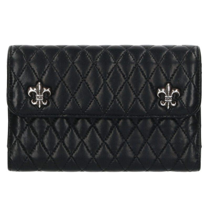 クロムハーツ   WAVE4 QLT 3SNP キルティングレザーウォレット財布 中古 GZ11 CHROME HEARTS（クロムハーツ） WAVE4 QLT 3SNP キルティングレザー