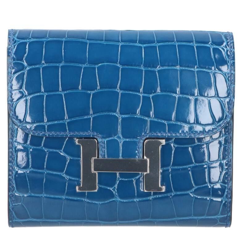 エルメス   コンスタンスコンパクト A刻印 SV金具アリゲーター財布 中古 GZ14 HERMES（エルメス） 財布 コンスタンスコンパクト A刻印 SV金具