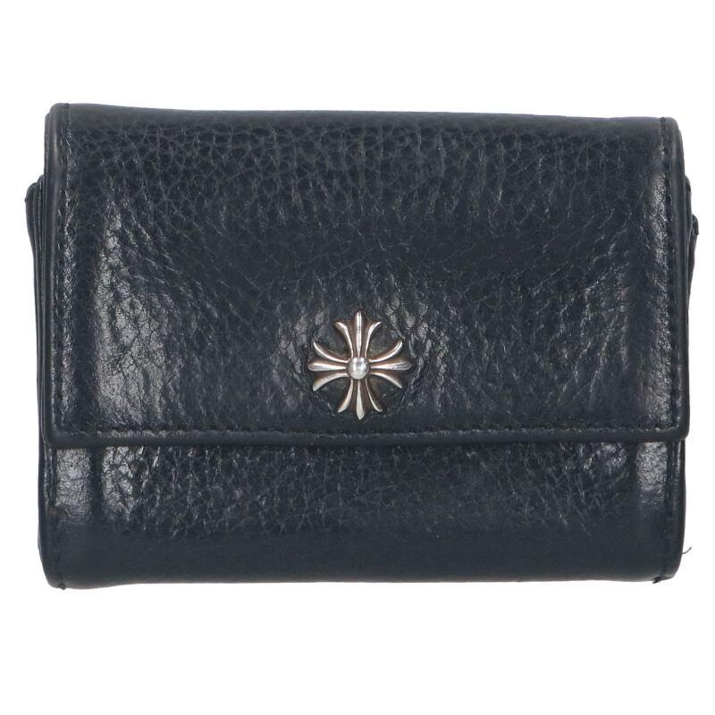 クロムハーツ TINY WALLET タイニーウォレット CHプラスボタンレザー財布 中古 OK15 CHROME HEARTS（クロムハーツ） TINY WALLET タイニーウォレット CH