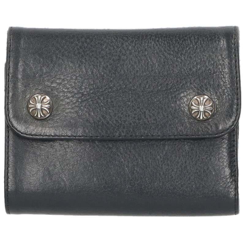 クロムハーツ 　ウェーブミニ クロスボールボタンレザーウォレット　財布 CHROME HEARTS（クロムハーツ） 財布 WAVE MINI ウェーブミニ クロス