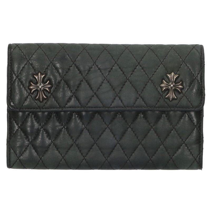 クロムハーツ   WAVE4 QLT 3SNP #4ウェーブキルティングレザーウォレット財布 中古 OK15 CHROME HEARTS（クロムハーツ） 財布 WAVE4 QLT 3SNP #4ウェーブ