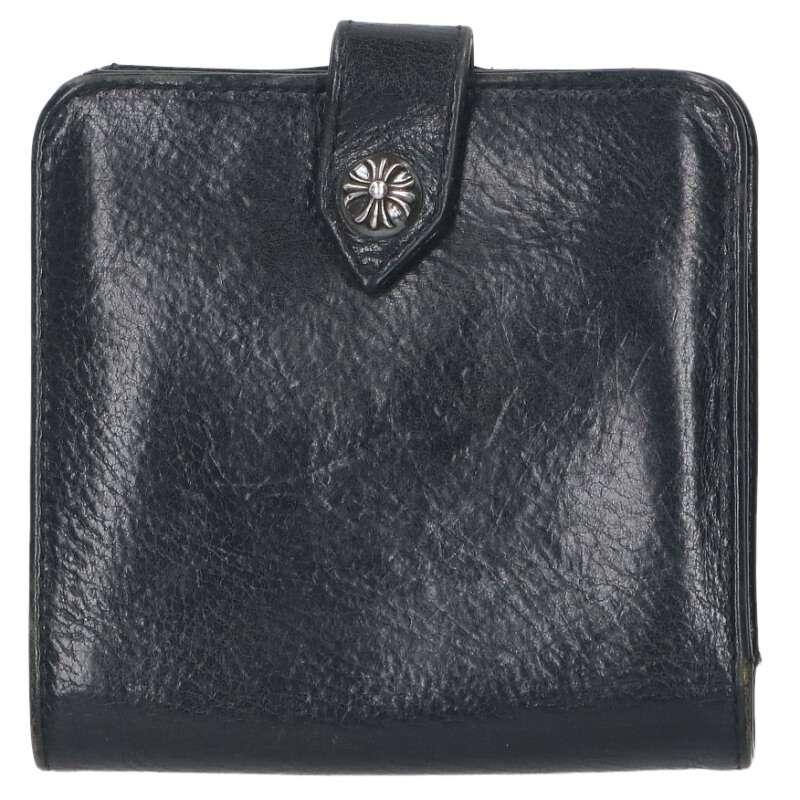 クロムハーツ   SQ BTN BILL スクエアボタンビル フラップボタンレザーウォレット財布 中古 NO05 CHROME HEARTS（クロムハーツ） 財布 SQ BTN BILL スクエアボタンビル