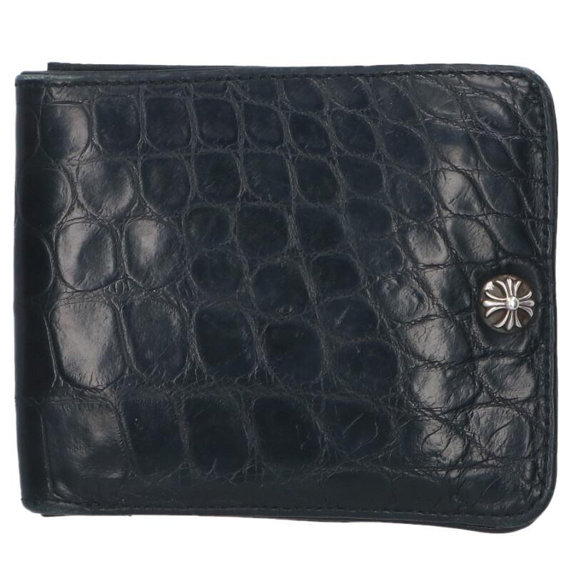 クロムハーツ   1SNAP ALG 1スナップ アリゲーター クロスボールボタンアリゲーターレザーウォレット財布 中古 SJ02 CHROME HEARTS（クロムハーツ） 財布 1SNAP ALG 1スナップ