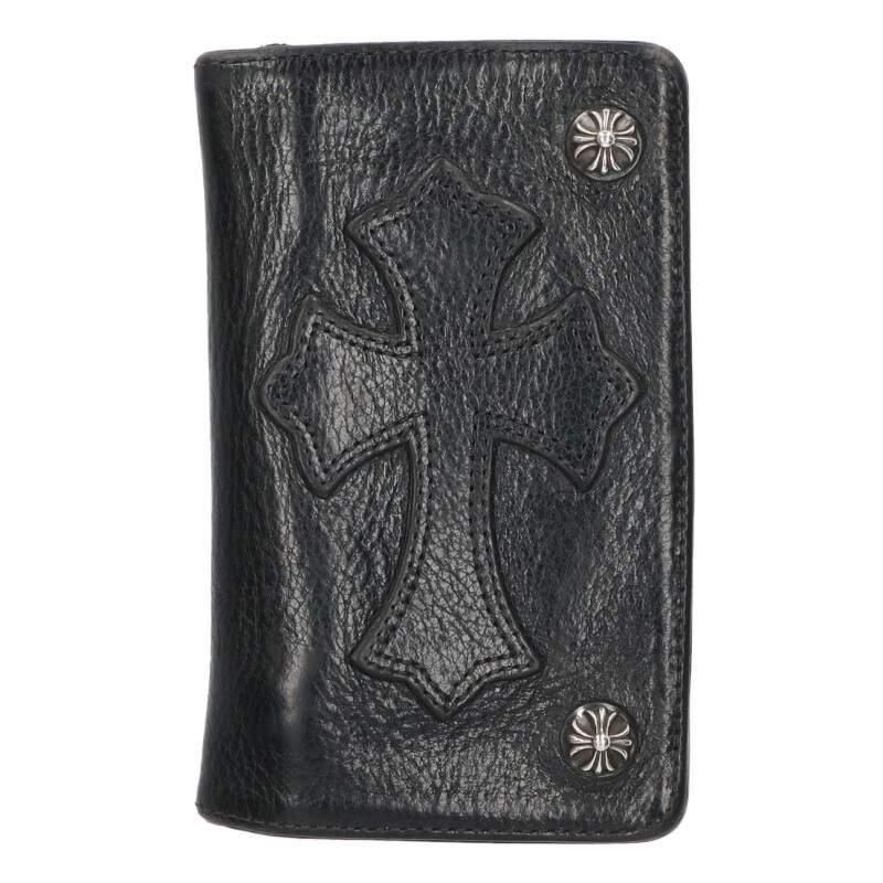 クロムハーツ   1ZIP CROSS PATCH 1ジップ クロスパッチ付きクロスボタンレザーウォレット財布 中古 OK15 CHROME HEARTS（クロムハーツ） 財布 1ZIP CROSS PATCH 1ジップ クロス