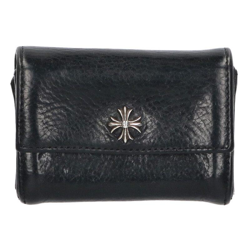 クロムハーツ   TINY WALLET タイニーウォレット CHプラスボタンレザー財布 中古 FK04 CHROME HEARTS（クロムハーツ） 財布 TINY WALLET タイニーウォレット