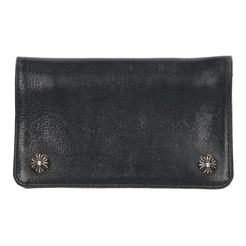 クロムハーツ   1ZIP 1ジップ クロスボールボタンレザーウォレット財布 中古 OS06 CHROME HEARTS（クロムハーツ） 財布 1ZIP 1ジップ クロスボールボタン