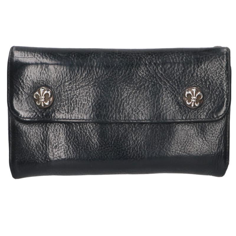 クロムハーツWAVE BSフレアボタンウェーブレザーウォレット CHROME HEARTS（クロムハーツ） 財布 WAVE BS FLUER ウェーブ BSフレア